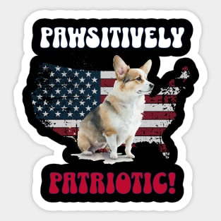 4th of July Independence Day Patriotic Corgi Funny Design for Dog Lovers Sticker